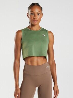 Gymshark Sage Green Cropped Muscle Tank